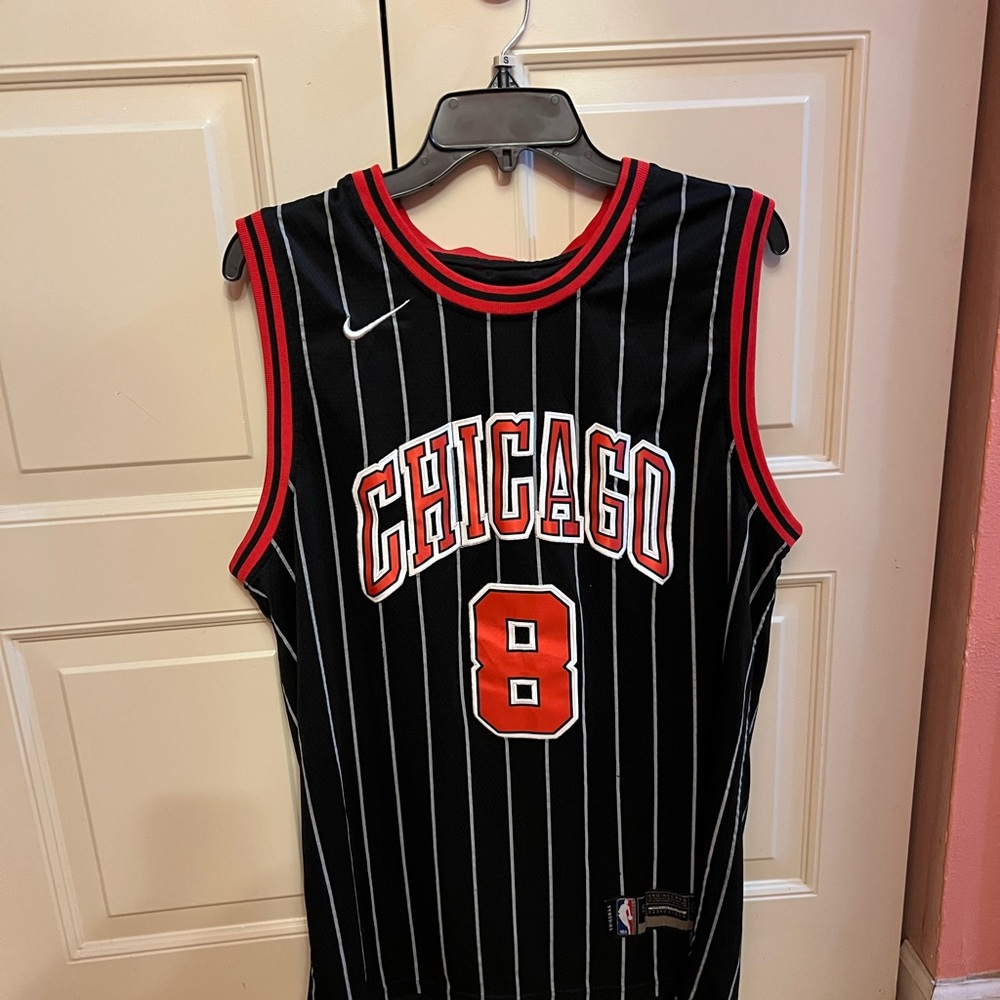 Nike Black and White Pinstripe NBA Swingman Jersey Size 52